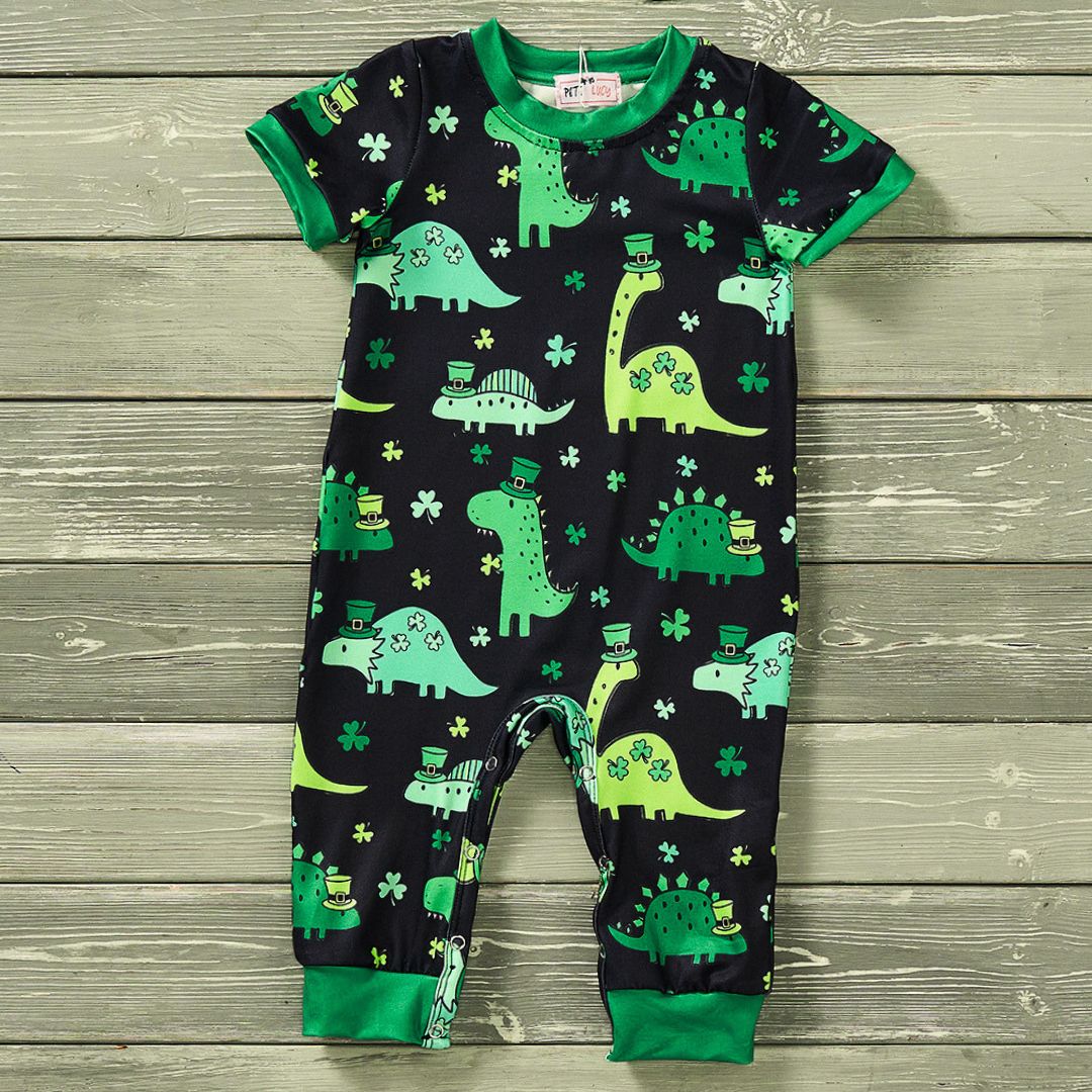 Shamrock Dino Romper